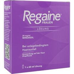 Lila Verpackung von Regaine für Frauen gegen Haarausfall.